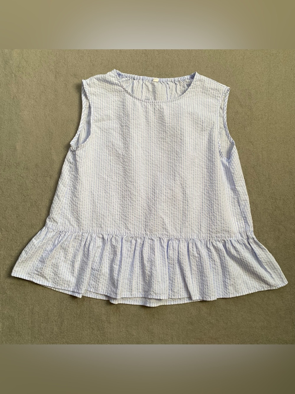 Uniqlo Kids Girls Peplum Sleeveless Top Striped Blue Size 160 or 13-14